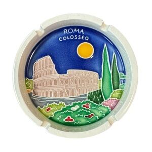 Italian Ceramic Souvenir Ashtray - ROMAN COLOSSEUM - signed